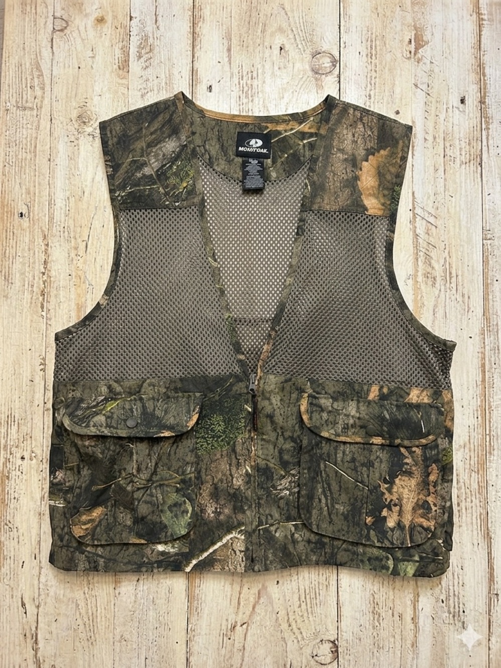 Mossy Oak Kids Camo Mesh Utility Vest - Green Brown